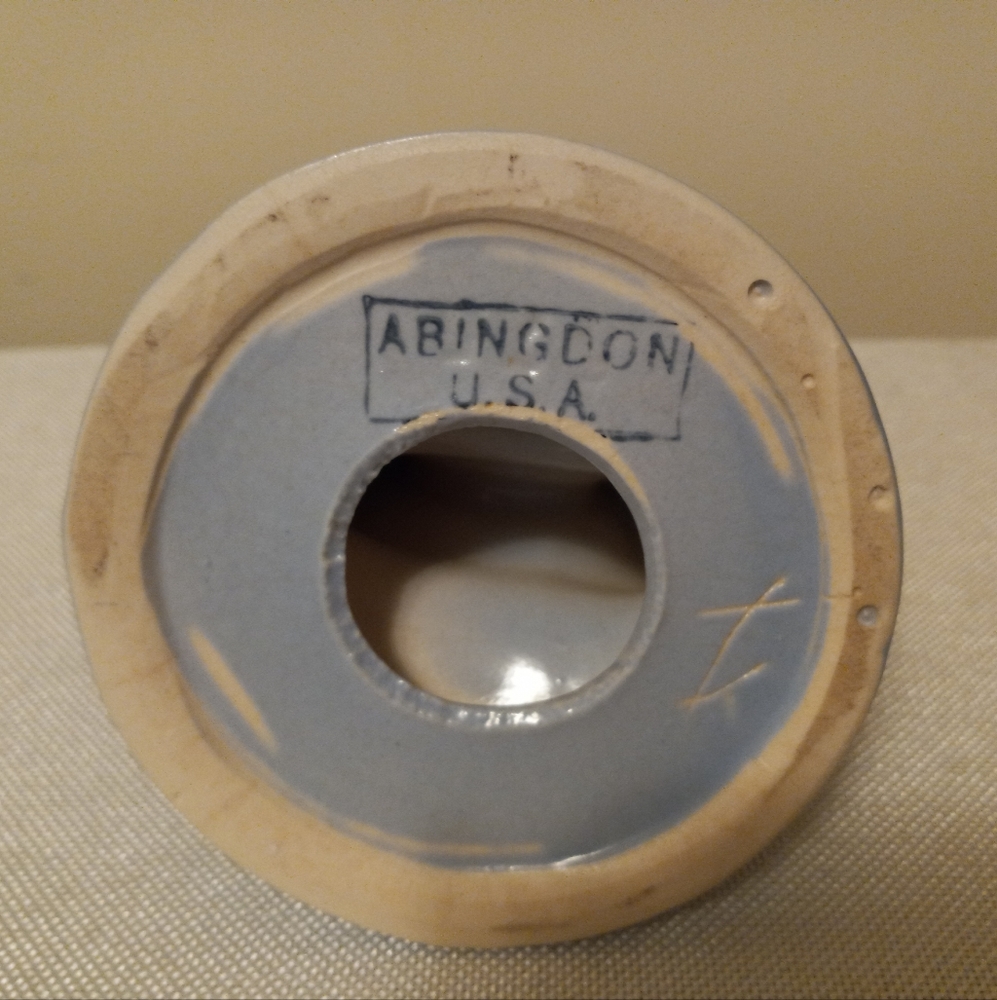 Vtg Abingdon Pottery Blue Console and Candlestick Holder - Picture 7 of 7